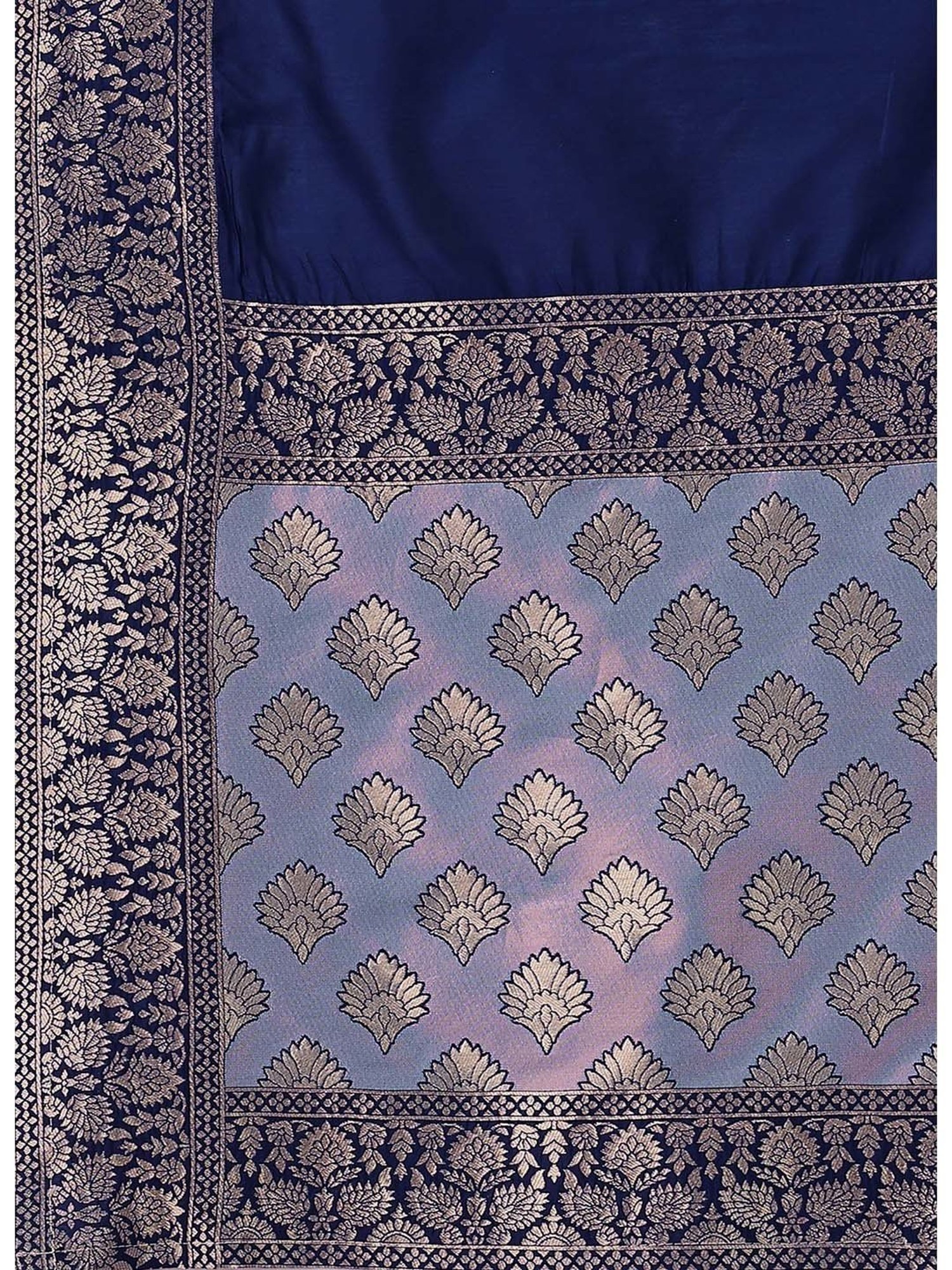 PURVAJA Blue Woven Lehenga Choli Set With Dupatta