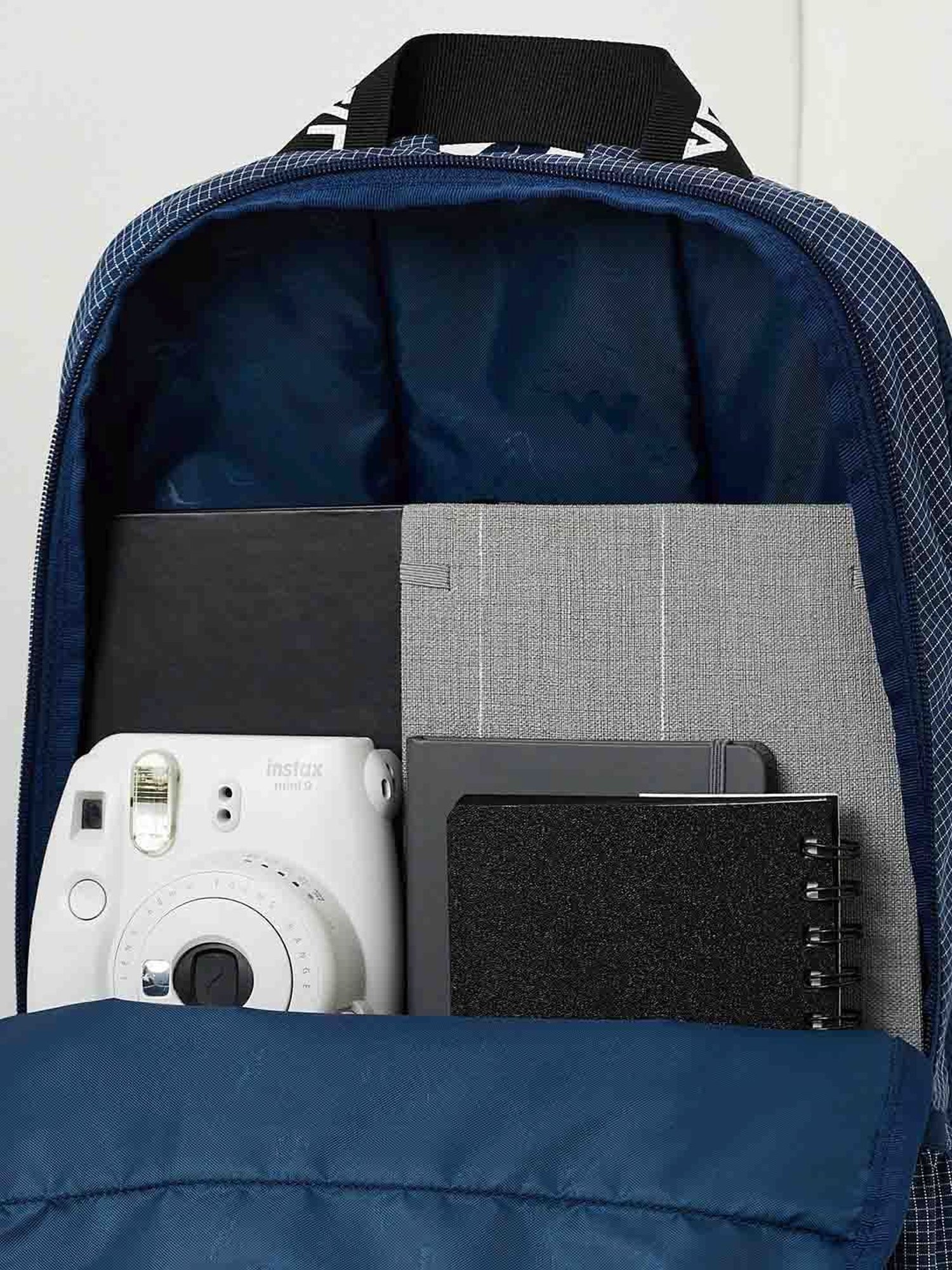 Wiki Back to School Squad 3 Navy Polyester Checks Backpack - 34 Ltrs