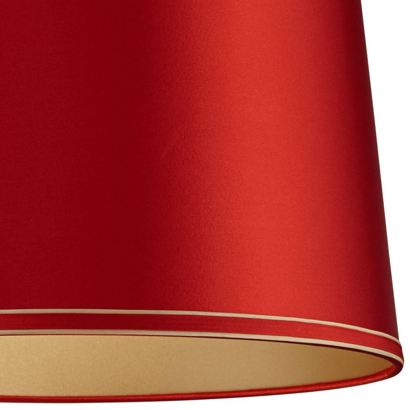 Springcrest Red Medium Drum Lamp Shade with Gold Trim 14" Top x 16" Bottom x 11" High (Spider) Replacement with Harp and Finial