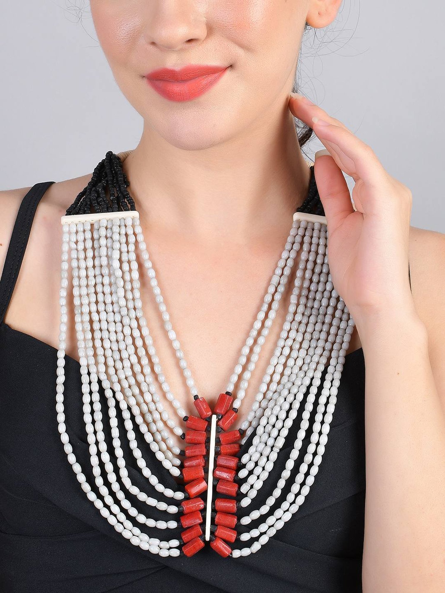 Imli Street Multicolor Vintage Naga Beaded Tribal Necklace