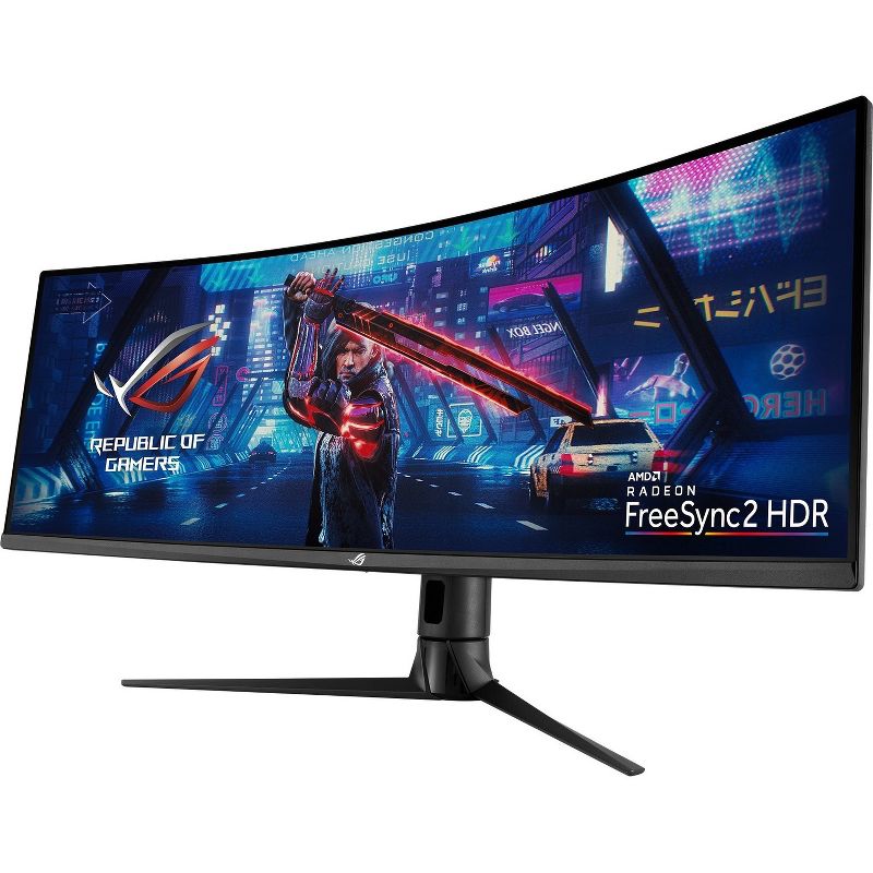 ASUS ROG Strix XG43VQ 43.4 Inch 3840 x 1200 1ms MPRT 120Hz 32:10 2 x Speaker, FreeSync 2, 450 Nit Peak, UHD Curved Screen WLED Gaming LCD VA Monitor, Black