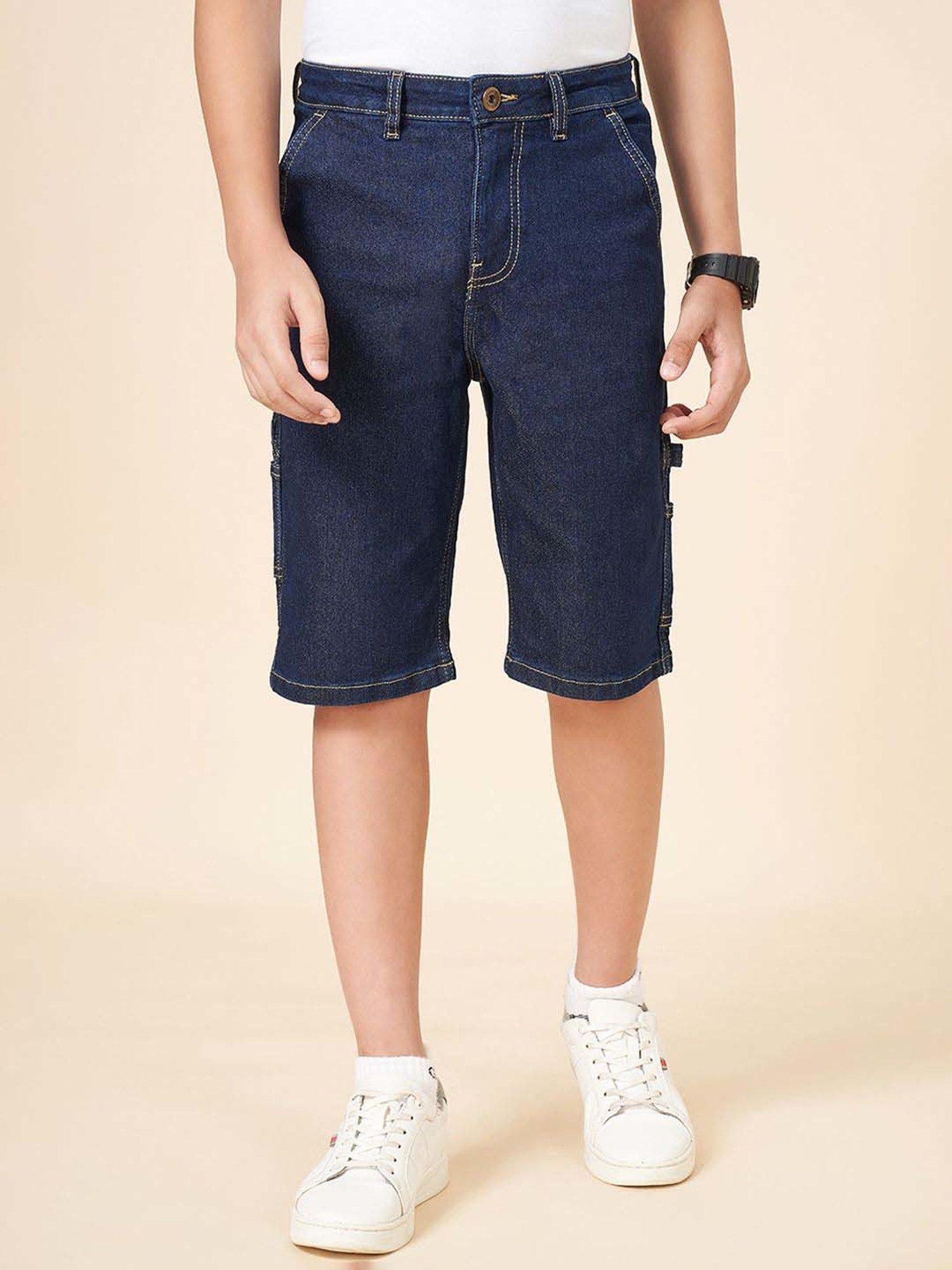 Coolsters by Pantaloons Boys Dark Stone Cotton Solid Shorts