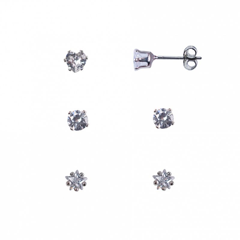 FAO Schwarz CZ Stone Trio Earring Set