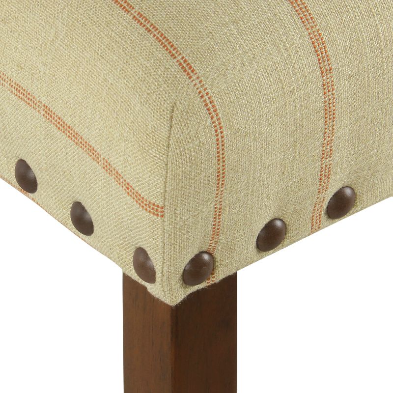 24" Backless Counter Height Barstool with Nailheads Cream with Red Stripe - HomePop