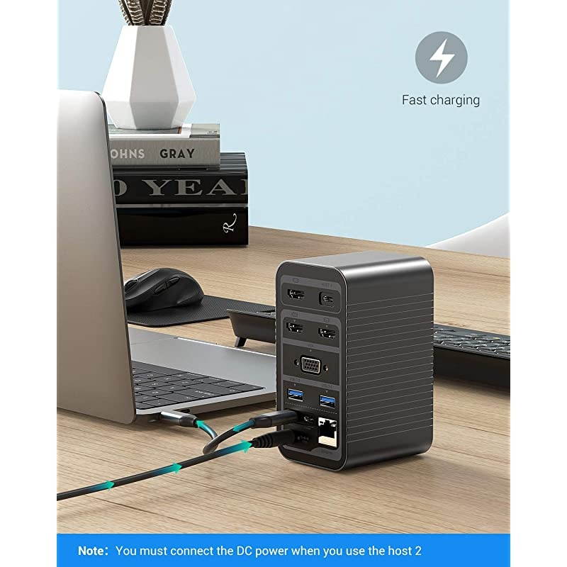 Docking Station USBC 4K Quadruple Display Universal Laptop Docking Station for MacBook and Windows 3 HDMI VGA Gigabit Ethernet USBC 30 87W PD and 4 USB Ports Triple Display for macOS