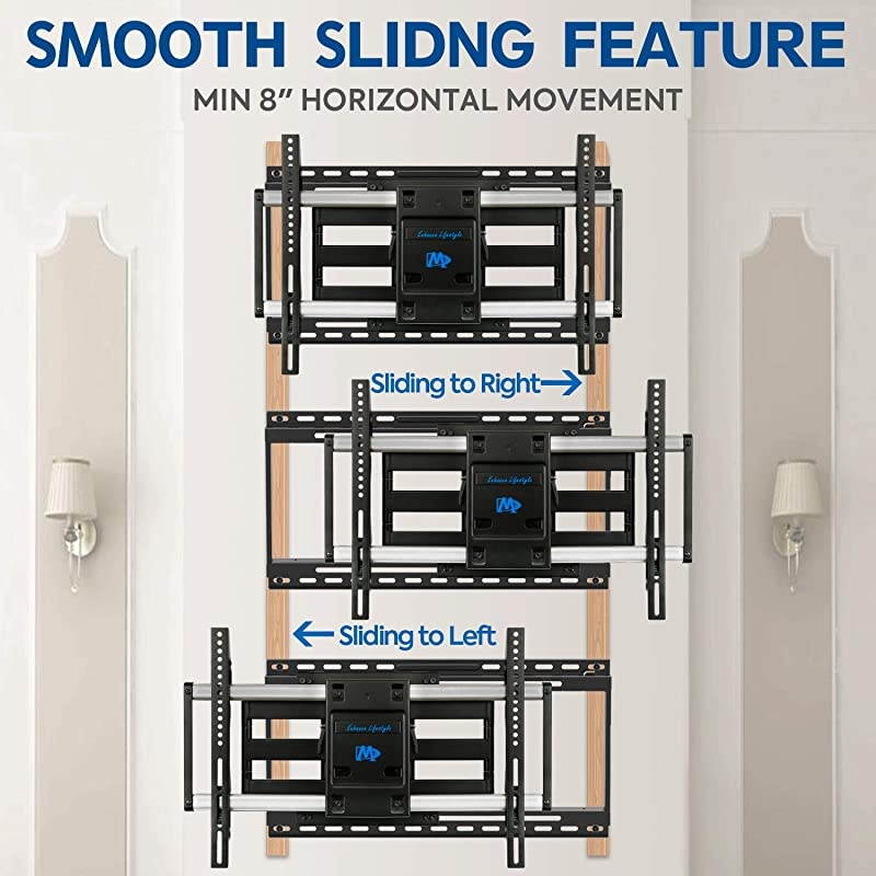 TV Mount with Sliding Design for 4270 Inch TVs Easy for TV Centering on Wall Full Motion TV Wall Mount Fits Most Smart OLED TVs Easy to Install on 16quot~ 24quot Studs Extend to 19quot