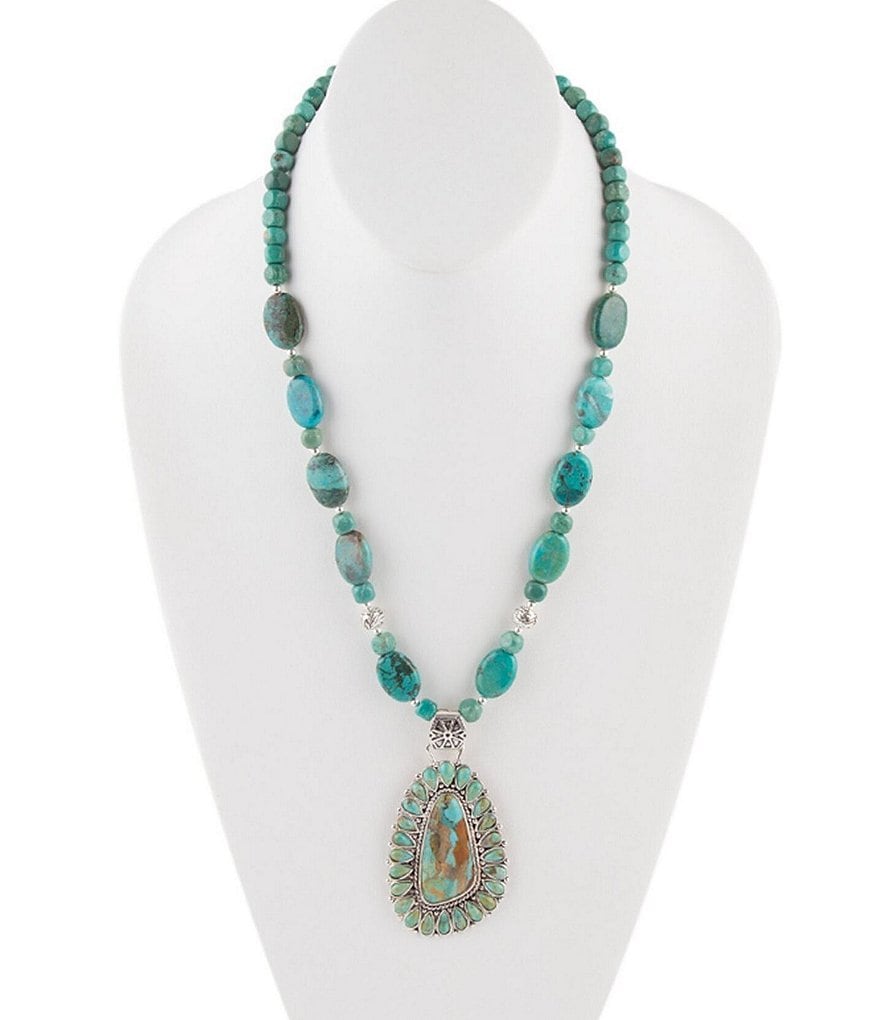 Barse Sterling Silver and Genuine Turquoise Pendant Necklace