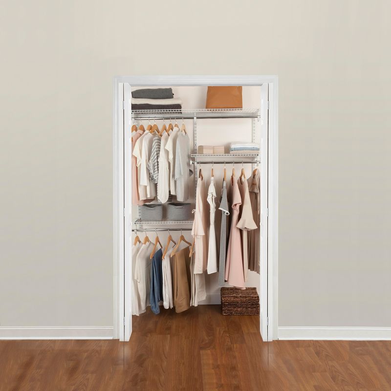 Rubbermaid 2062104 FastTrack 4 to 8 Foot and 6 to 10 Foot Wide Wire Closet Configuration Storage Bundle, White