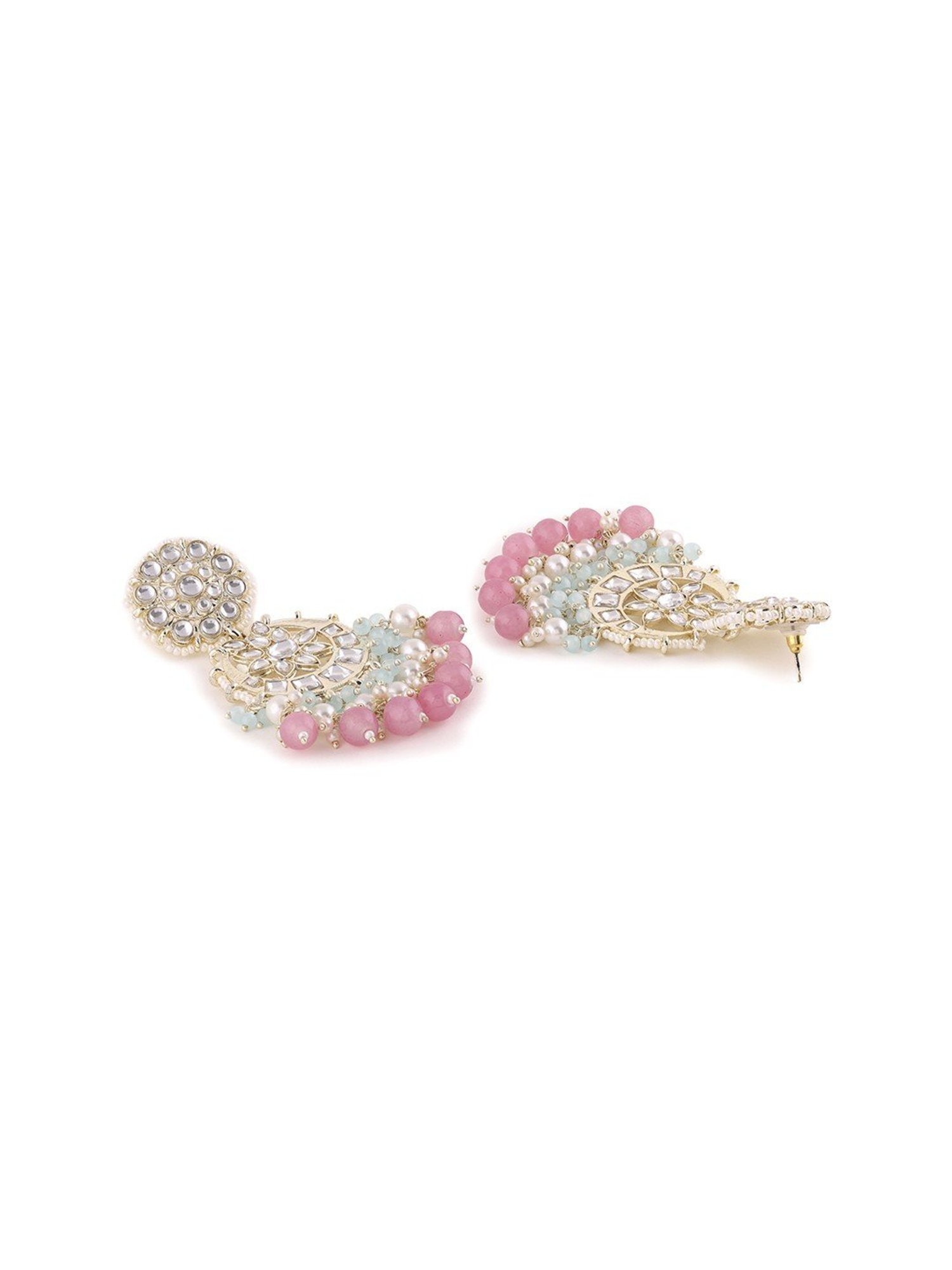 Priyaasi Floral and Kundan Style Dangler Earrings