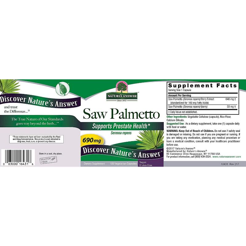 Nature's Answer Saw Palmetto Capsules-120 ct