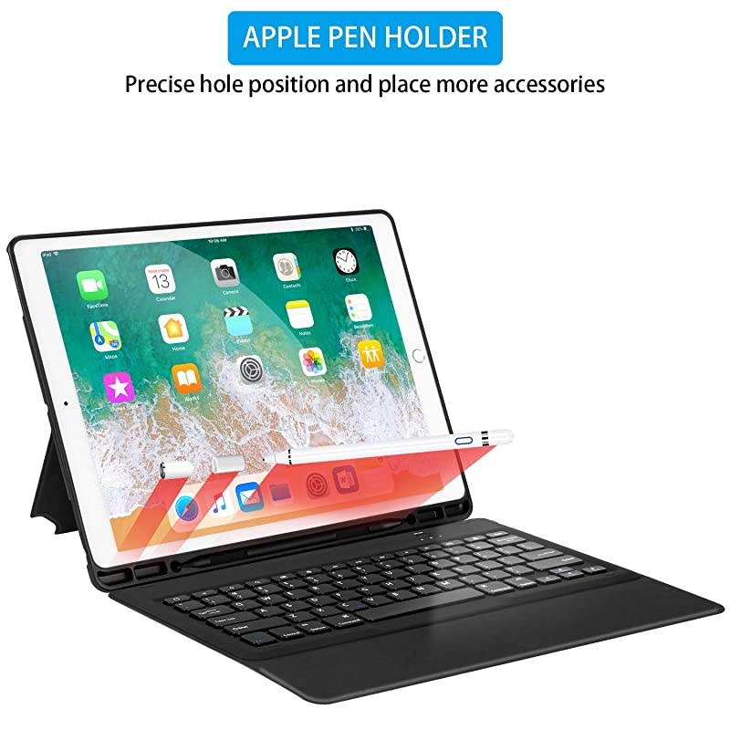 Pro 129 Case with Keyboard Compatible for Pro 129 20152017 UltraThin PU Leather Silicon Rugged Shock Keyboard Stand Case with Pencil Holder Not Fit for 2018 New ipadBlue