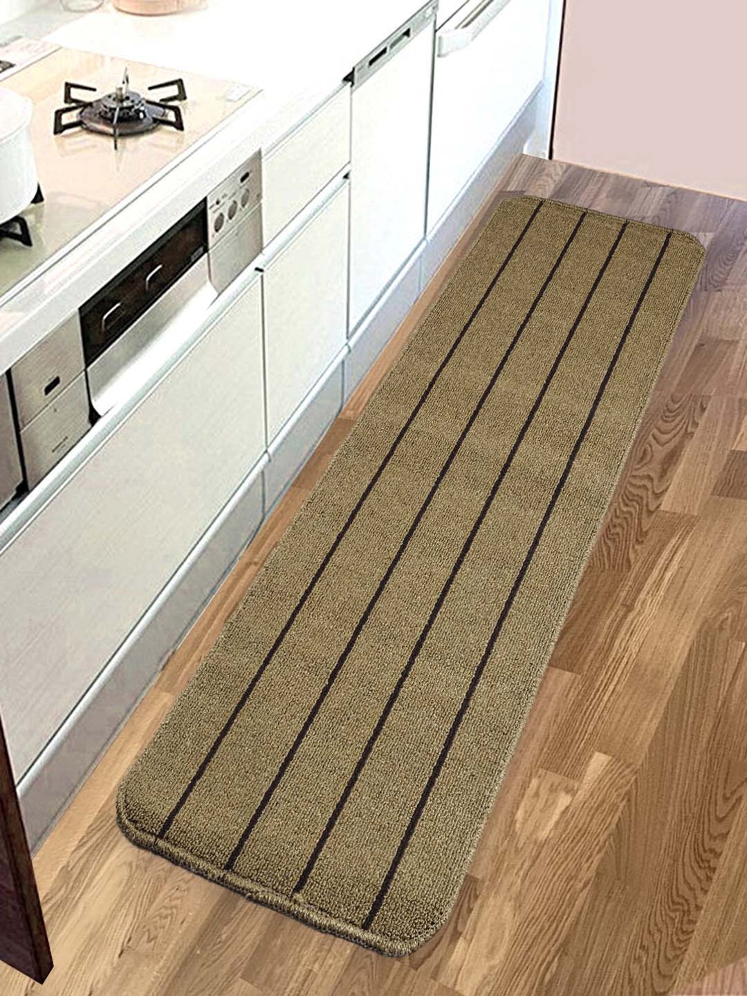 Saral Home Mustard Anti Slip Kitchen Runner - Set of 1