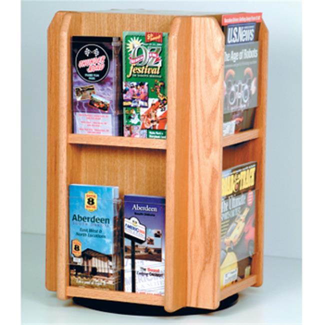 Wooden Mallet Home Office Divulge Spinning Counter Display with 8 Magazine 16 Brochure Pockets wBrochure Inserts Light Oak
