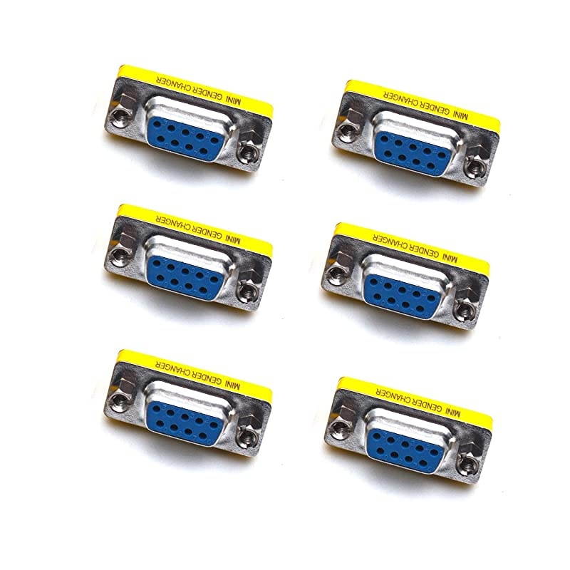 DB9 Female to Female Mini Gender ChangerCoupler Adapter Connector Pack of 6