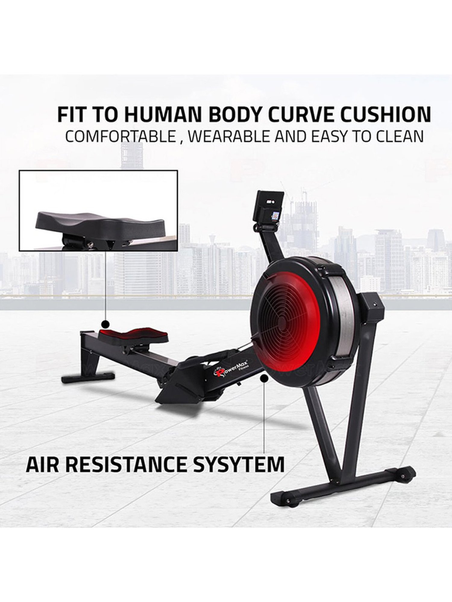 PowerMax Fitness RAC-2500 Rowing Machine (Black)