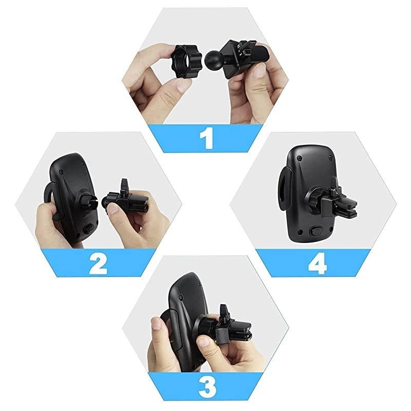 Car Air Vent Cell Phone Holder | Rubber Clamps | Suitable for Varying Thickness of Vent Blades | HandsFree Driving | For a Variety of Cell Phones | 56 x 33 x 28
