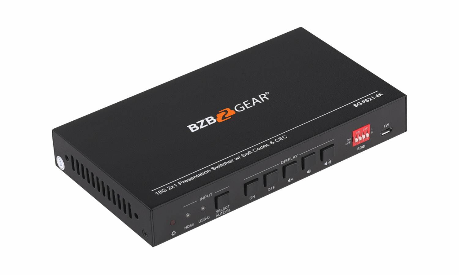 BZBGEAR 4K/UHD 2x1 18Gbps 4x4x4 Presentation/2-Port KVM Switcher with HDMI and USB-C Inputs