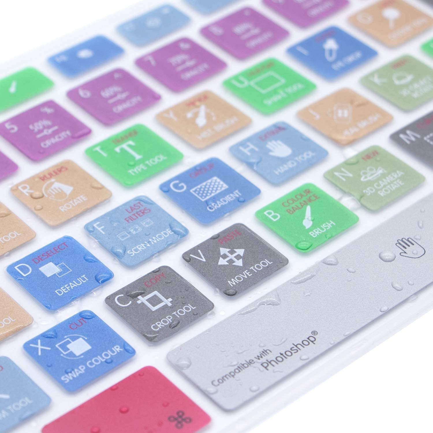 HRH for Apple iMac G6 MB110LL/B and MB110LL/A A1243 Keyboard with Numeric Keypad NumberPad Print with: Adobe Photoshop Functional Shortcuts Hot Keys Design Silicone Keyboard Skin Cover [US/EU Layout]