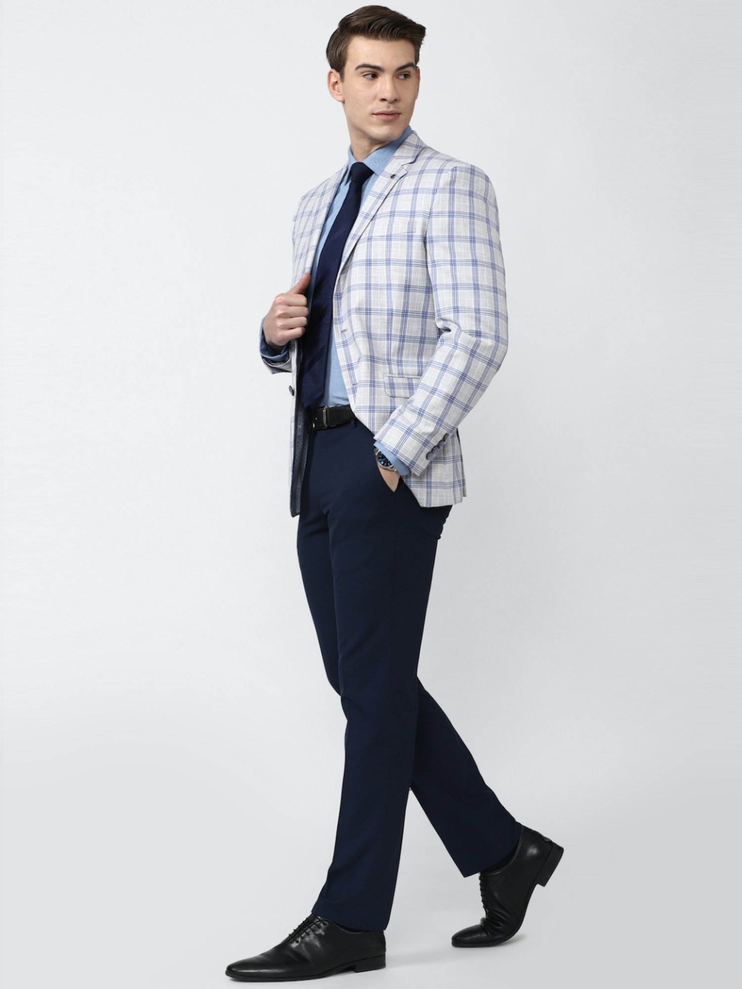Louis Philippe Light Blue Regular Fit Blazer