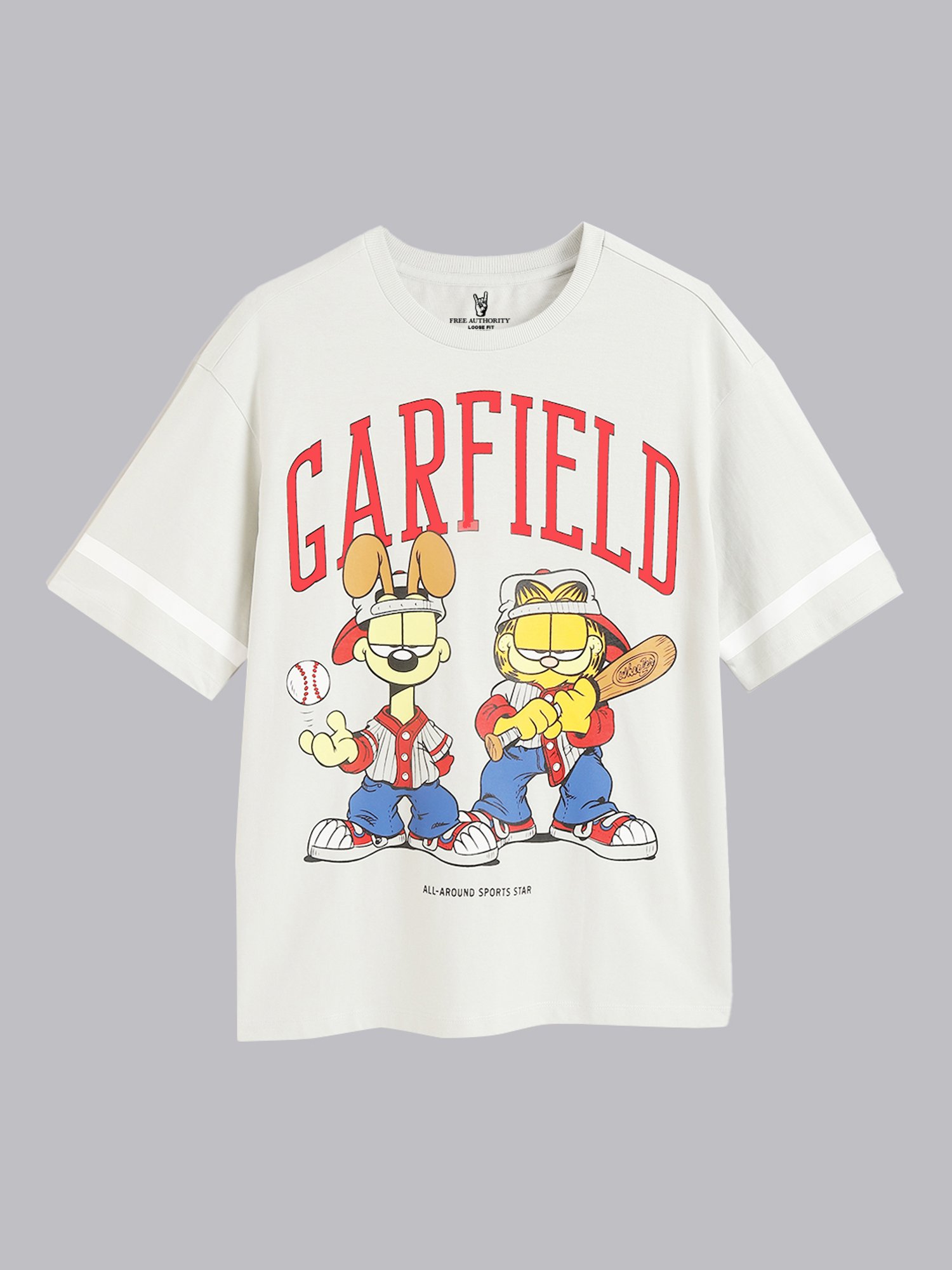 Free Authority Grey Cotton Oversized Printed T-Shirt