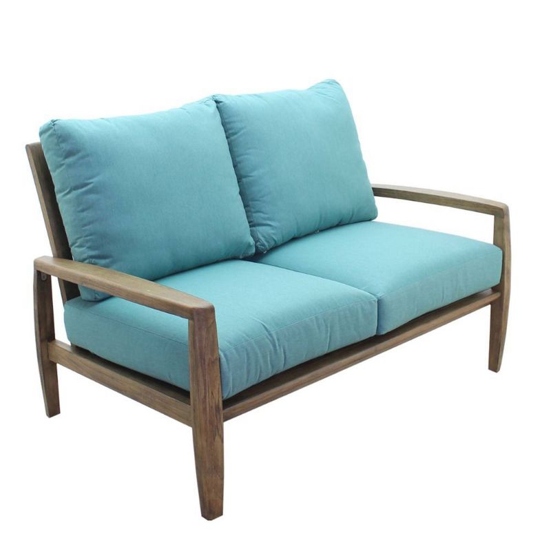 Avalon FSC Teak Loveseat - Gray - Courtyard Casual