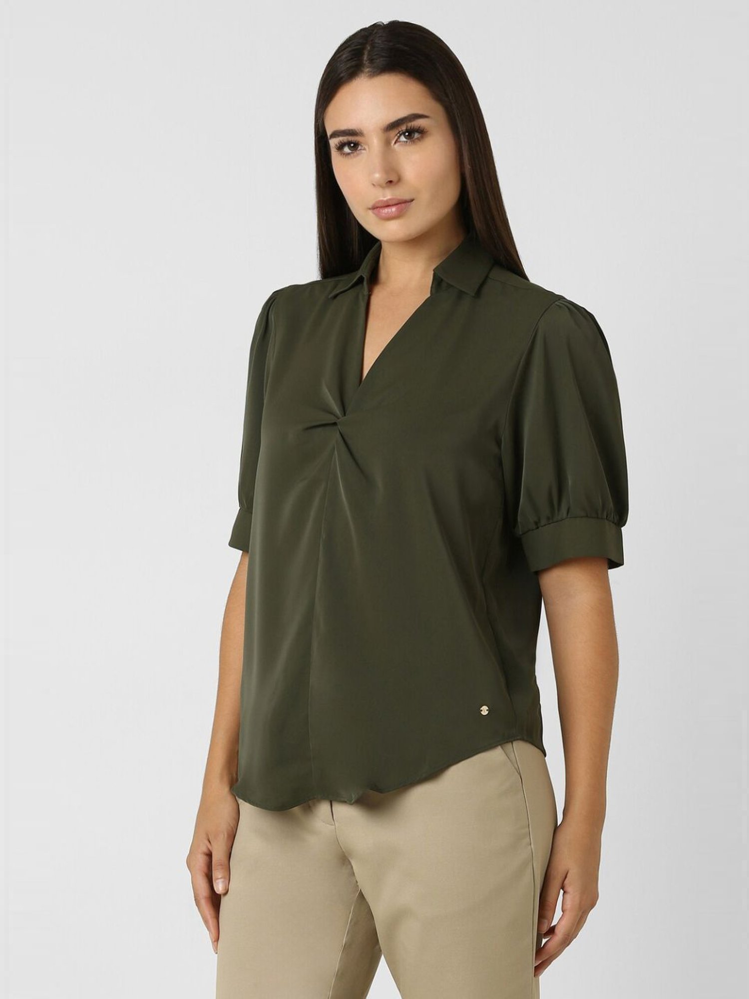 Van Heusen Green Plain Top