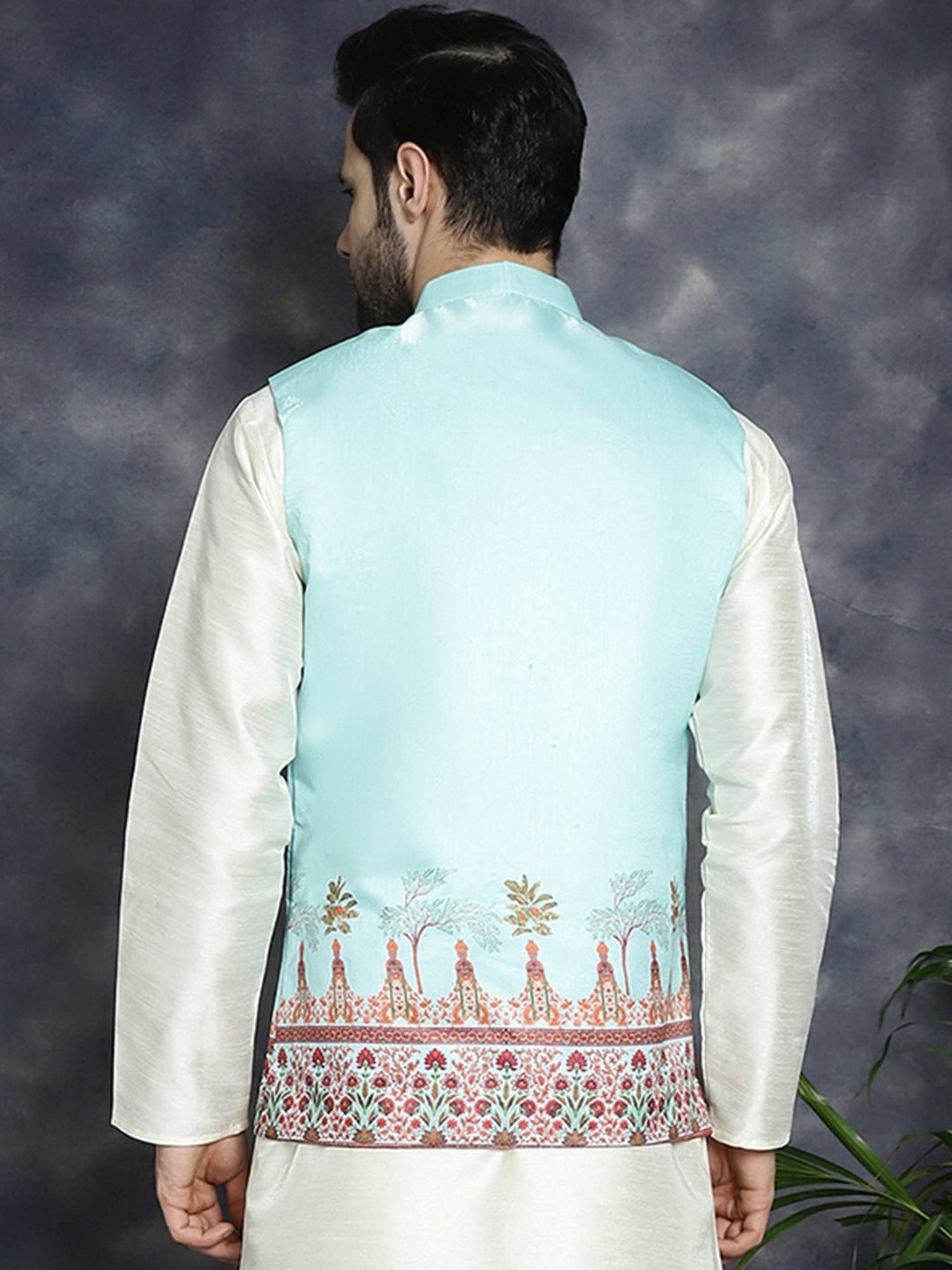Jompers Sky Regular Fit Printed Nehru Jacket