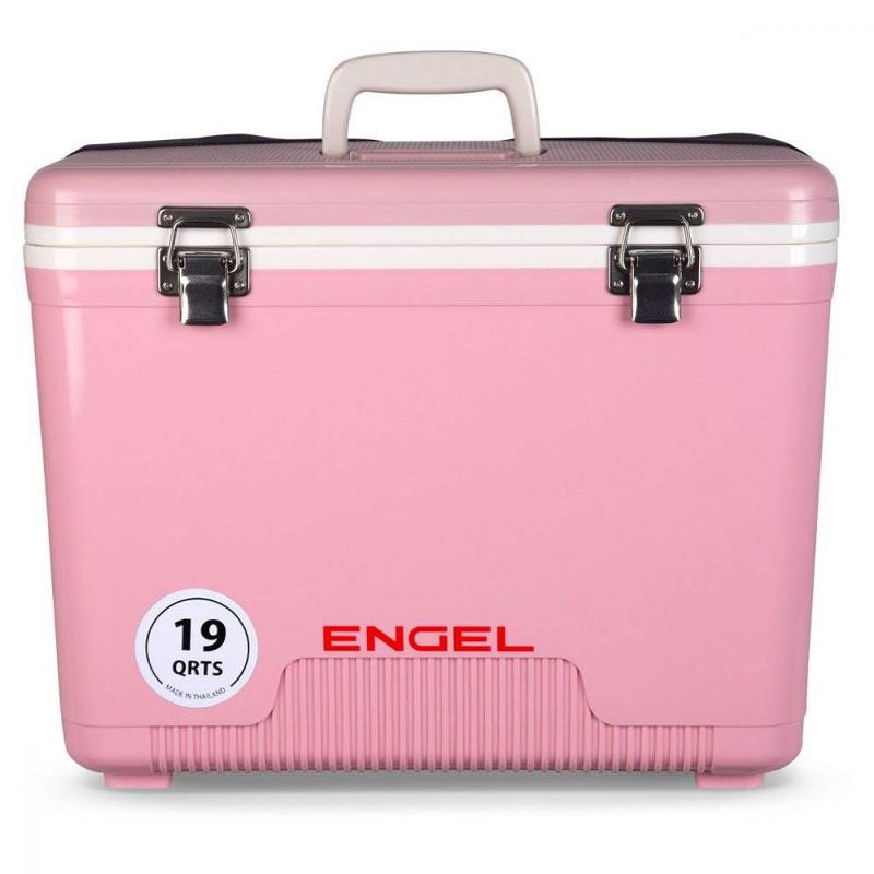 Engel UC19 19 Quart Fishing Live Bait Dry Box Ice Cooler with Stain/Odor-Resistant Surface and Shoulder Strap, Pink