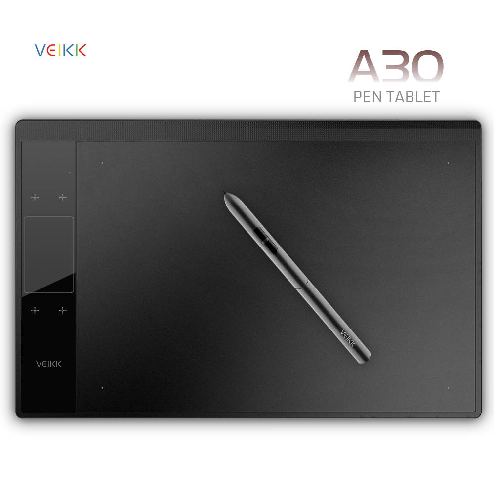 VEIKK A30 V2 10x6 inch Digital Graphics Drawing Tablet Pen Tablet with Battery-Free Passive Pen and Smart TouchPad & 4 Touch Keys(8192 Levels Pressure)