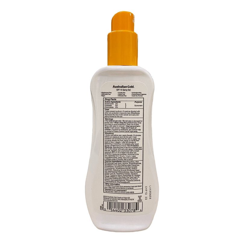 Australian Gold Sunscreen Spray Gel - SPF 15 - 8 fl oz