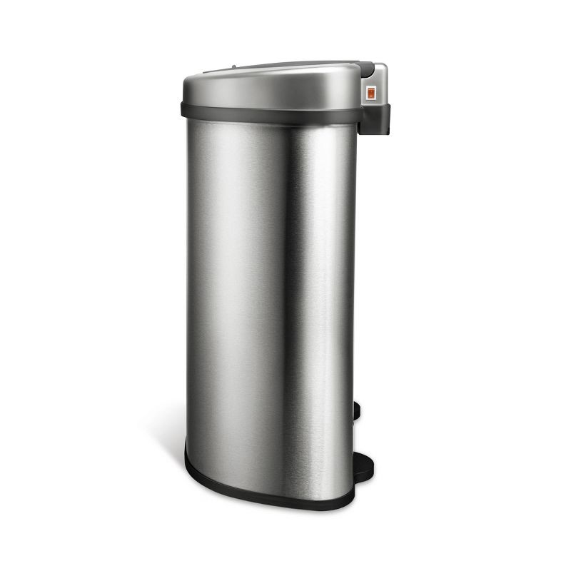 Nine Stars 18.5gal Motion Sensor D-Shape Stainless Steel Recycling Trash Can