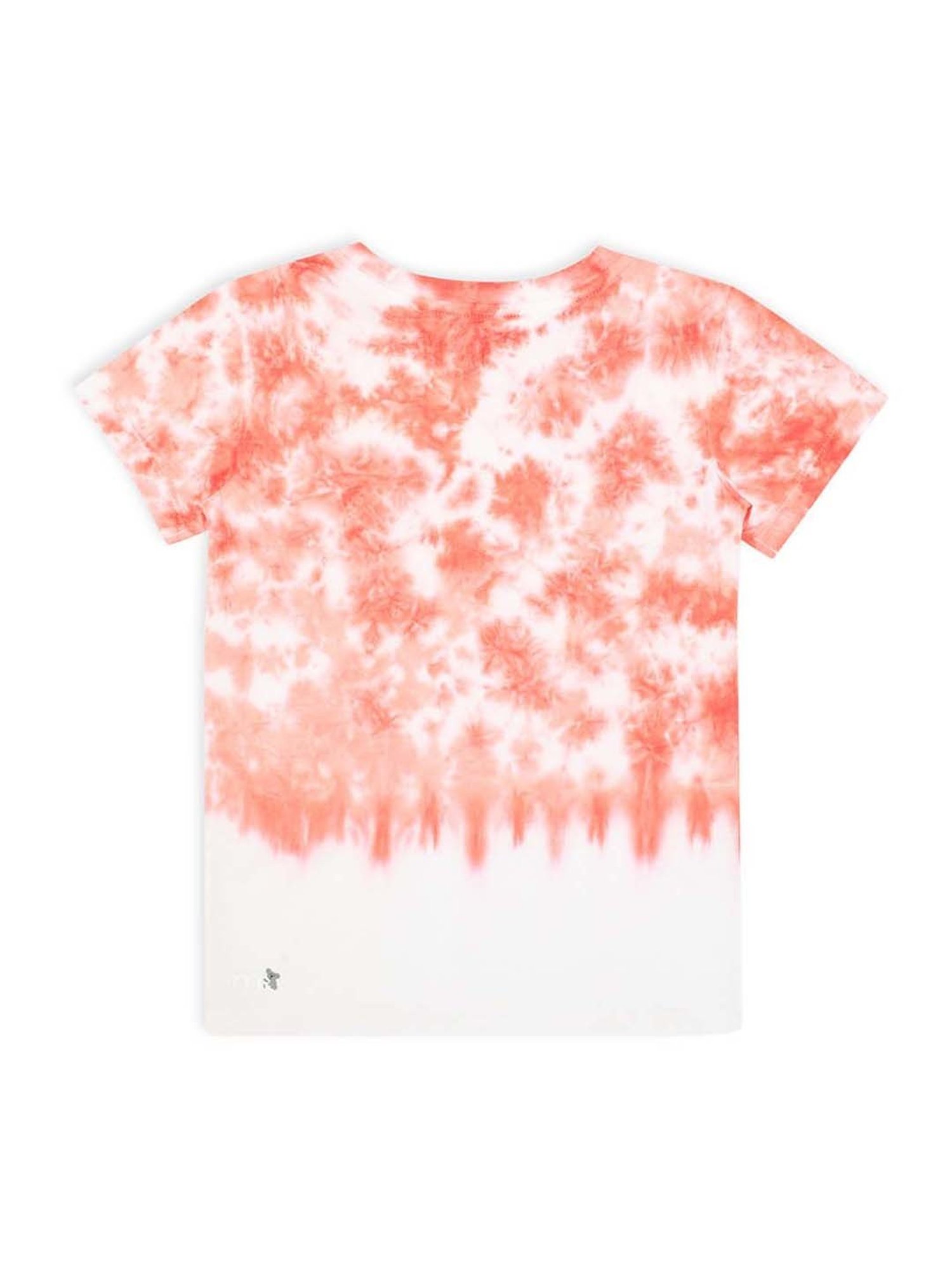 MiArcus Kids Orange & White Cotton Over Dyed T-Shirt
