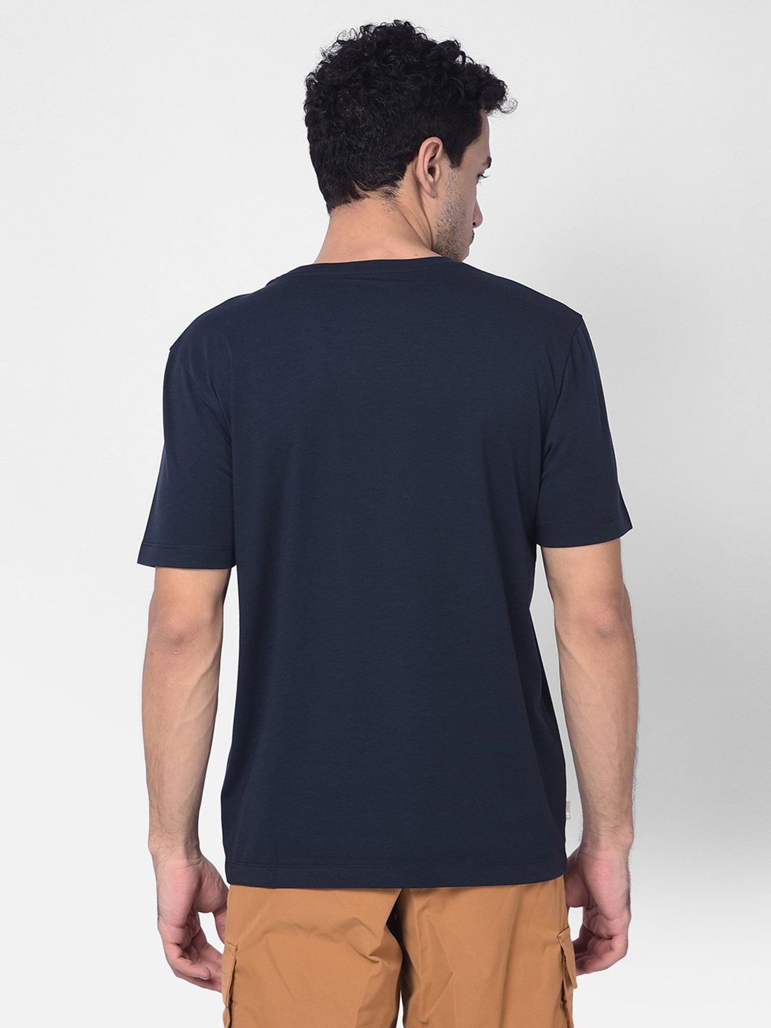 Timberland Navy Regular Fit Logo Print Crew T-Shirt