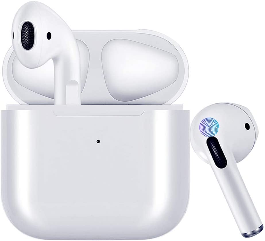 Ackmioxy Pro 4 Bluetooth Wireless Earbuds, Bluetooth 5.0 Headphones TWS Stereo Touch Control Earphones with Wireless Charging Case Mini Car Built-in Mic Headset,Compatible for iPhone/Android