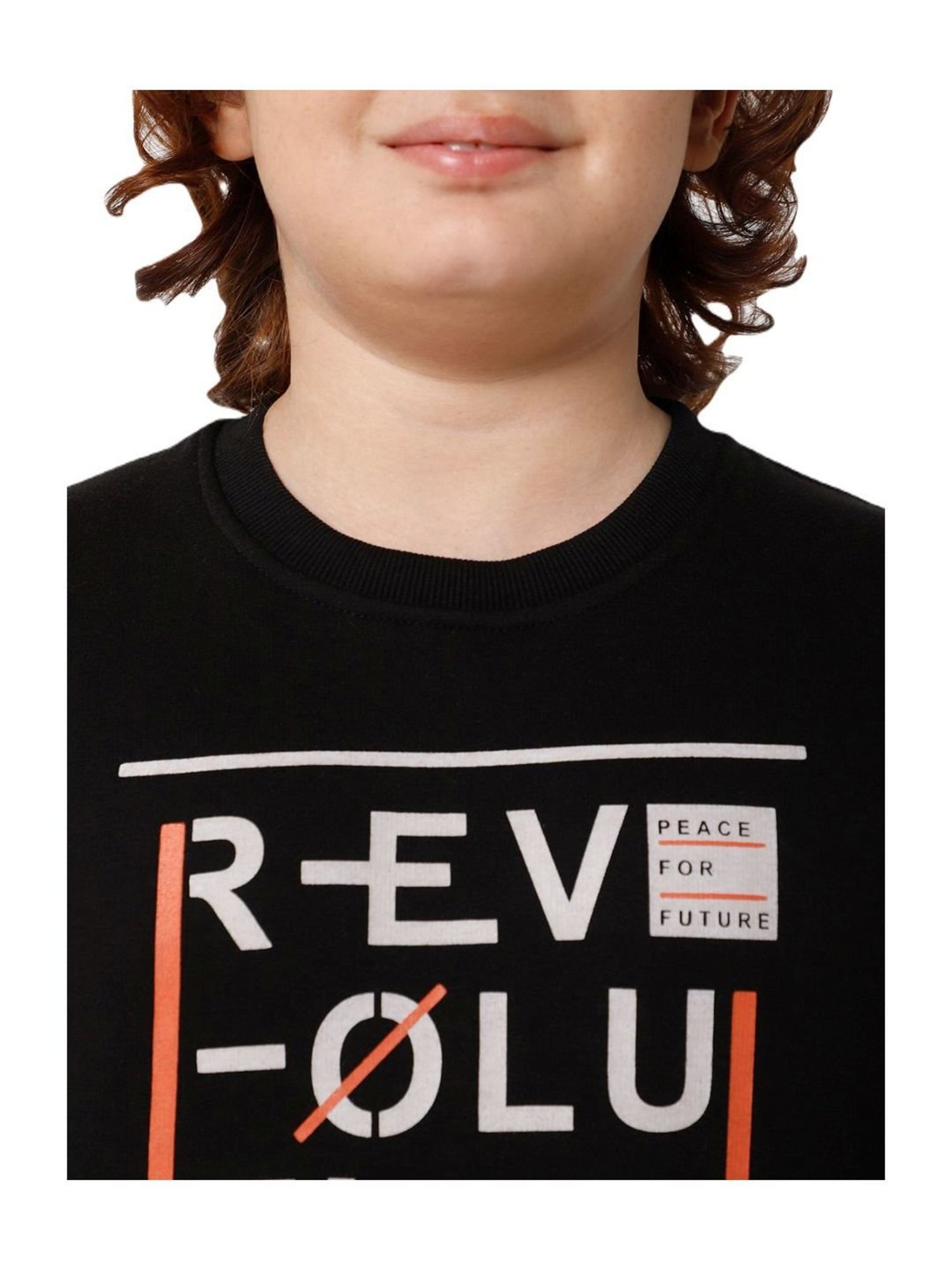 Proteens Kids Black & White Printed Full Sleeves Sweatshirt