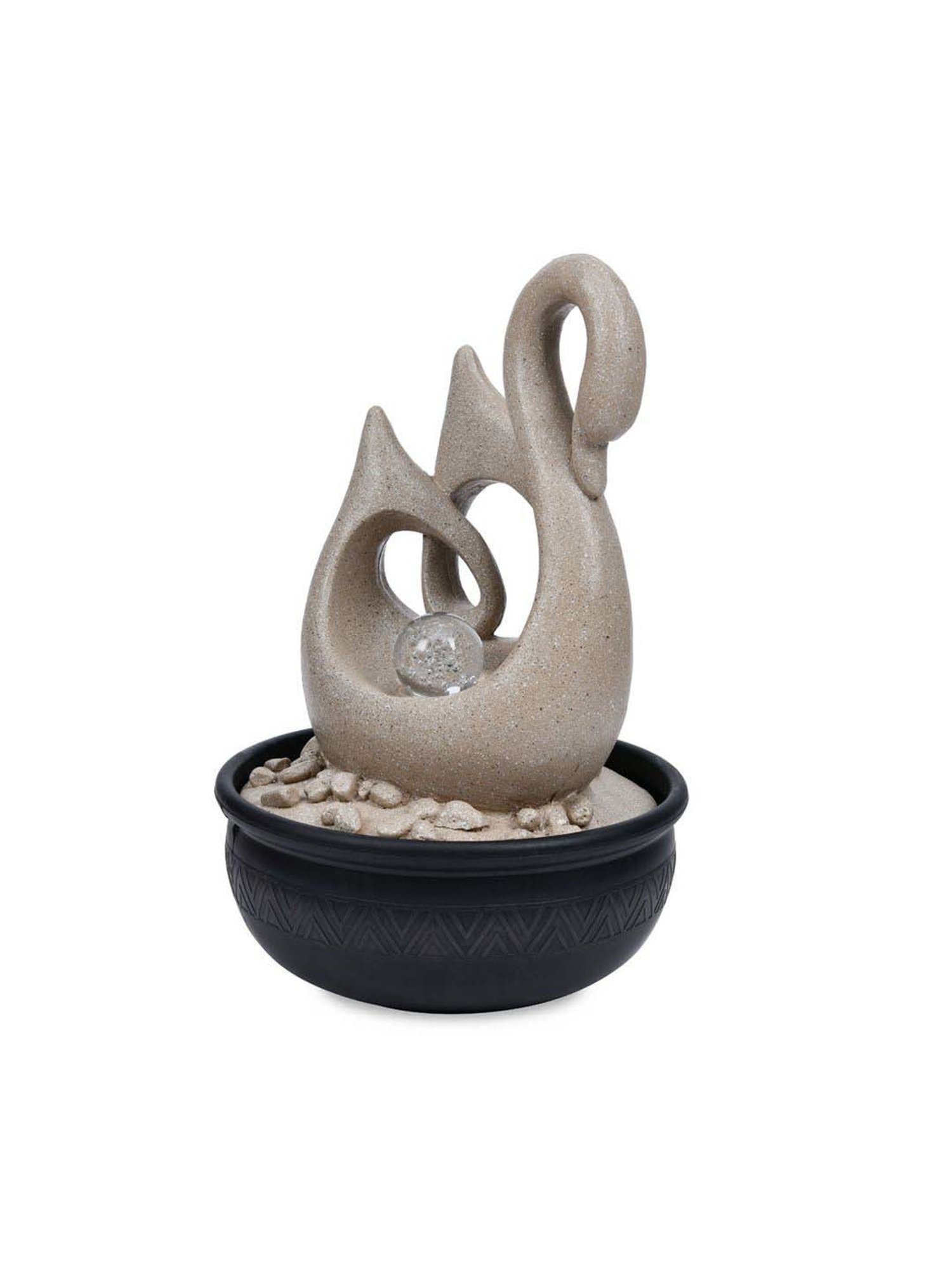 @home Beige Resin Swan Shaped Decorative Water Fountain With Led Light