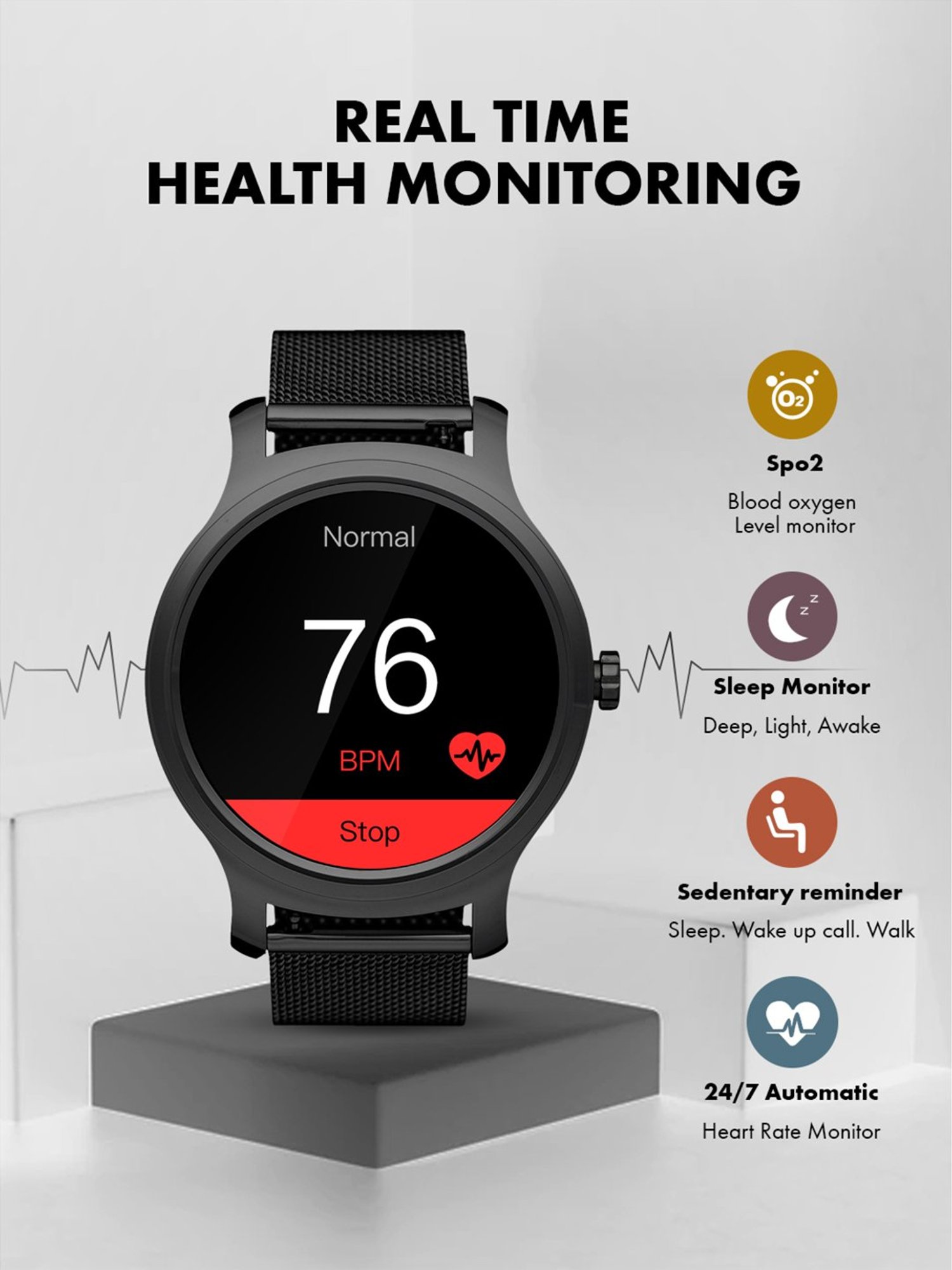 Giordano GT01-BK Unisex Smart Watch