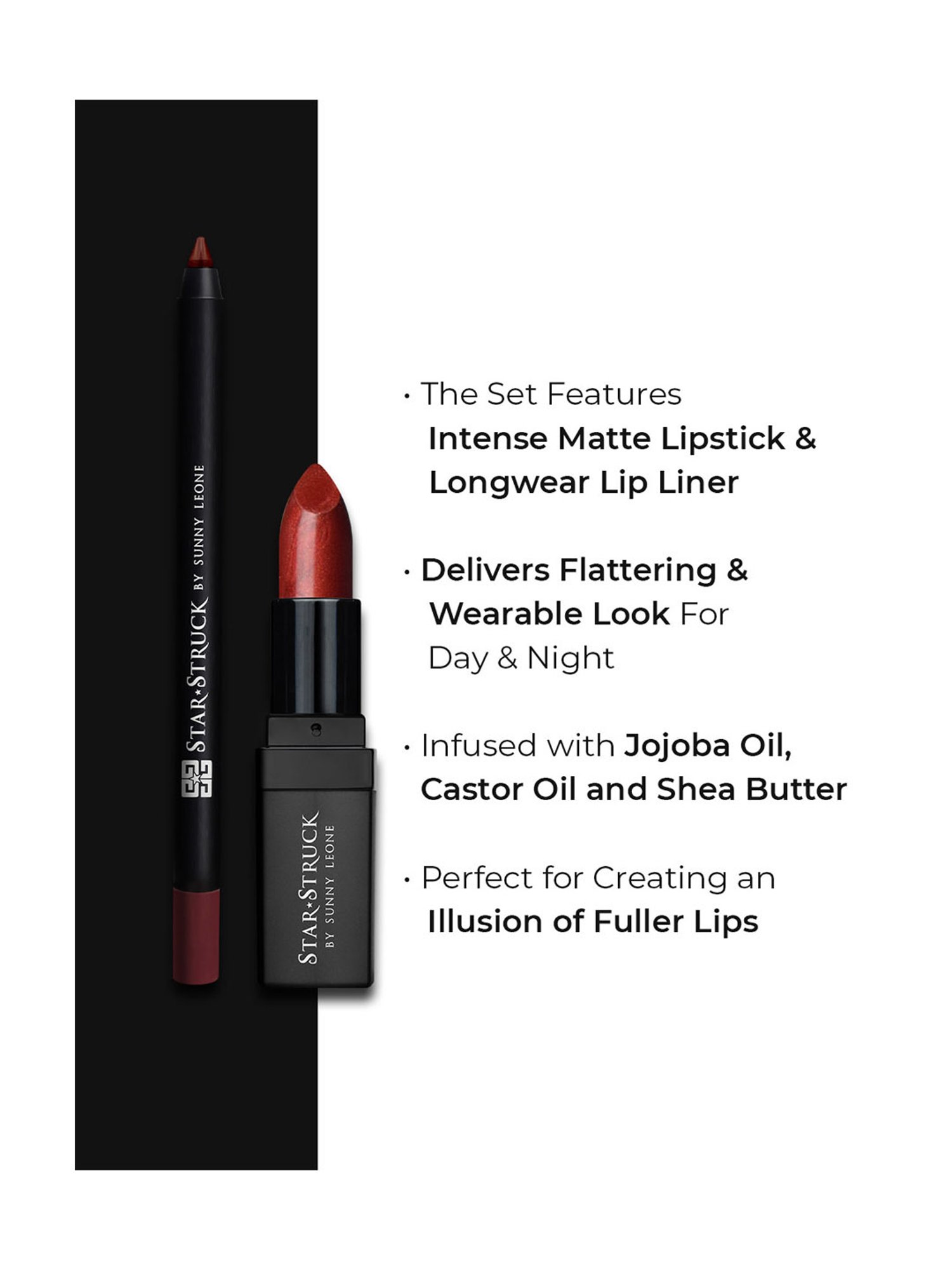 StarStruck By Sunny Leone Intense Matte Lip Color & Lip Liner Midnight Twinkle