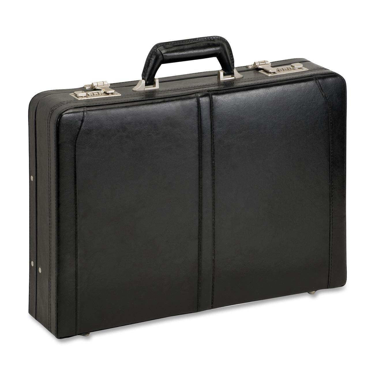 SOLO Black Classic 16" Expandable Leather Attache Model 471-4