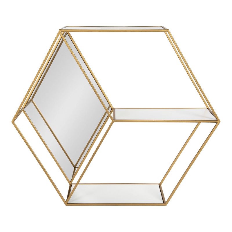 26" x 7" x 23" Lintz Hexagon Shelves with Mirror White - Kate & Laurel All Things Decor