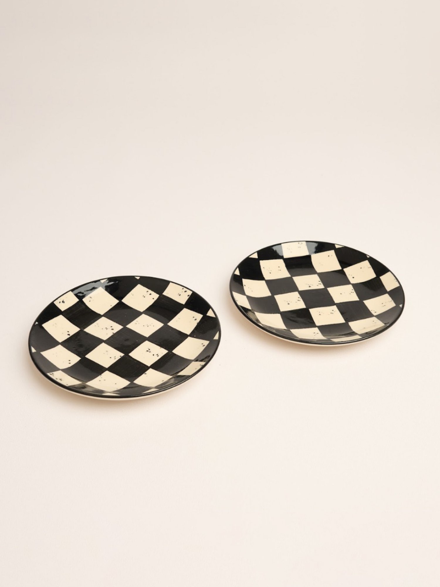 BlackCarrot Black & White Ceramic Snack Plates - Set of 2