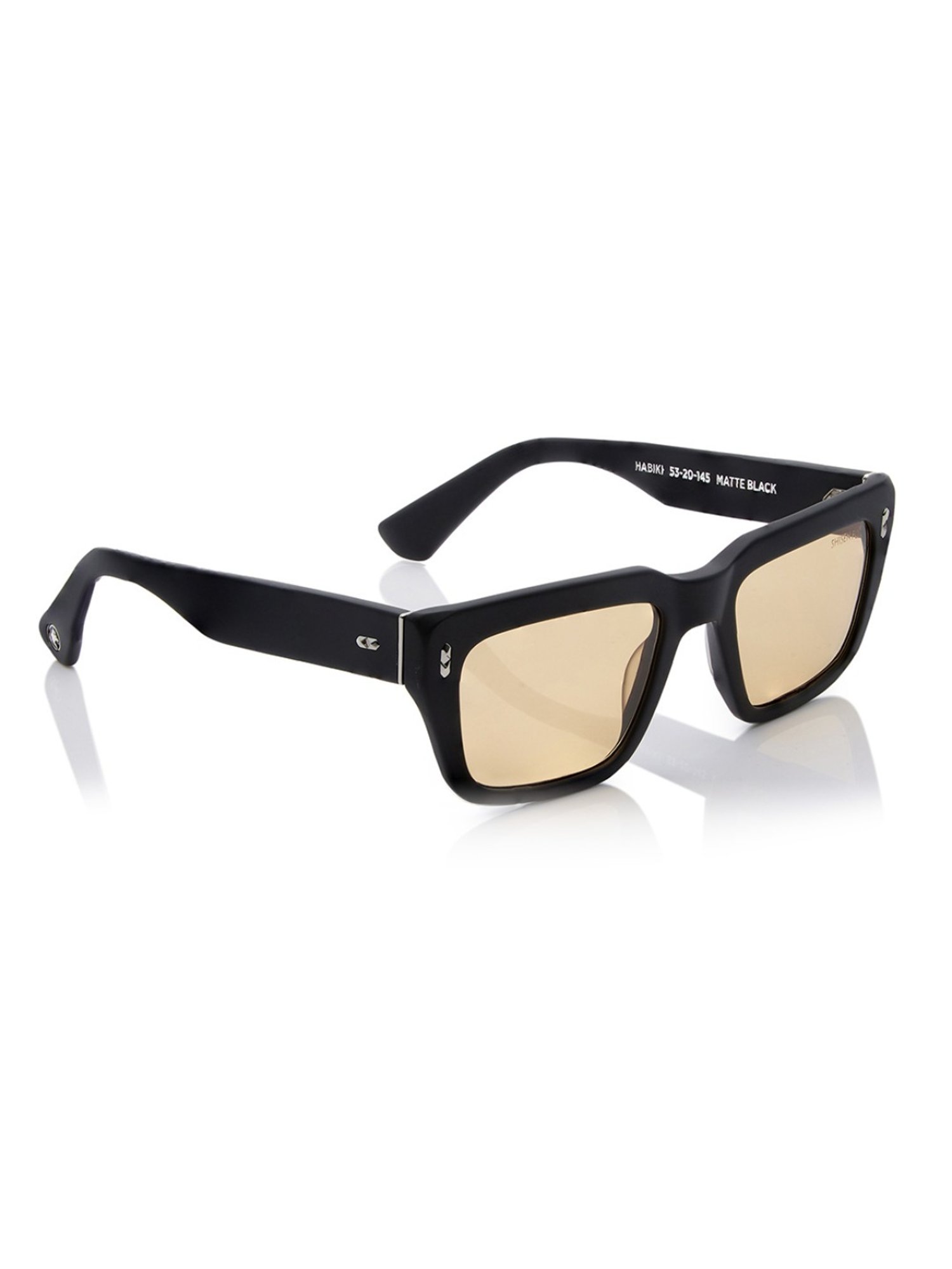 Shisen Fox Habiki Matte Black Rectangular Unisex UV Protection Sunglasses -53 mm