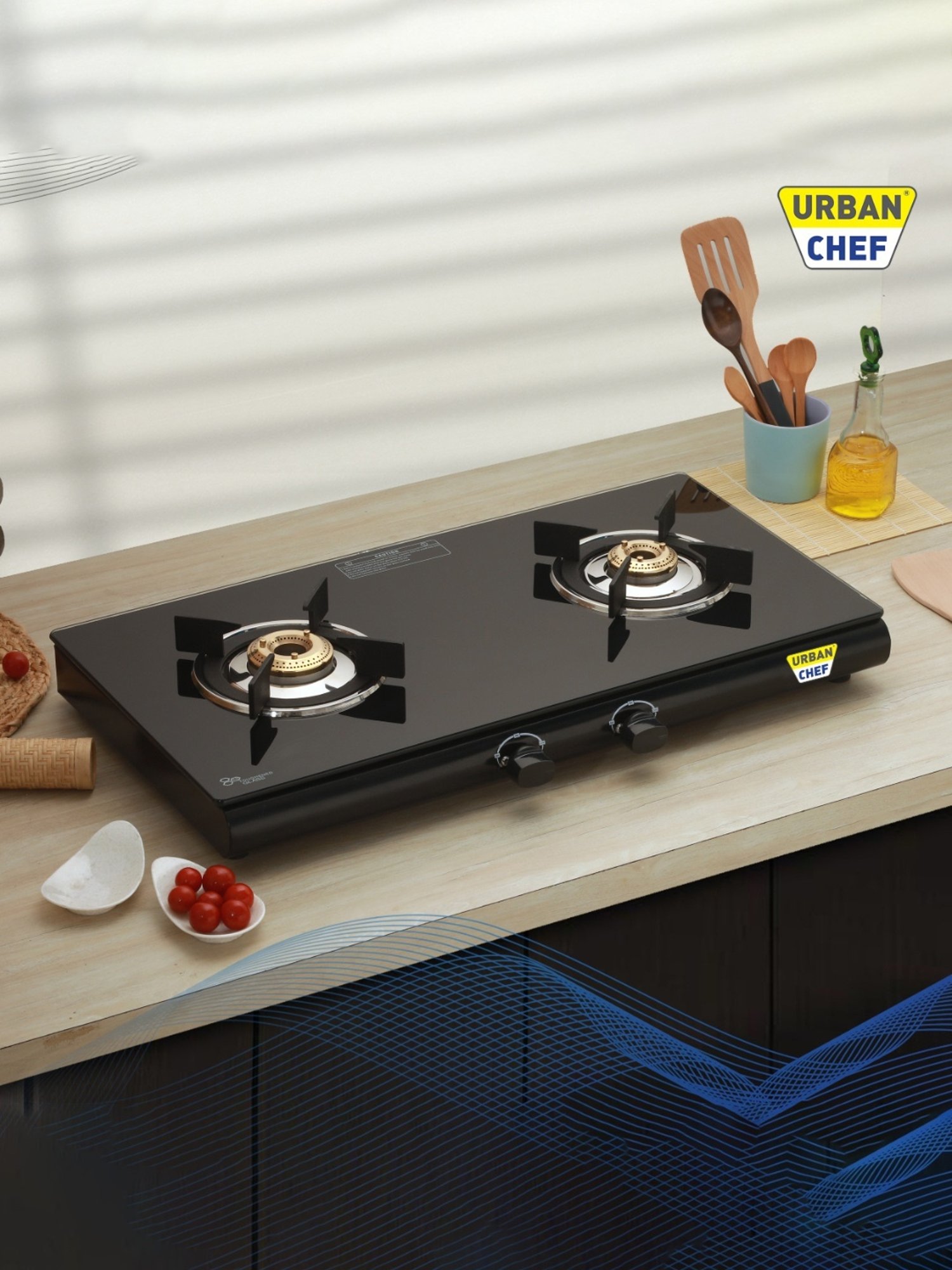Urban Chef Gas Stove with 2 Burners ( Black )