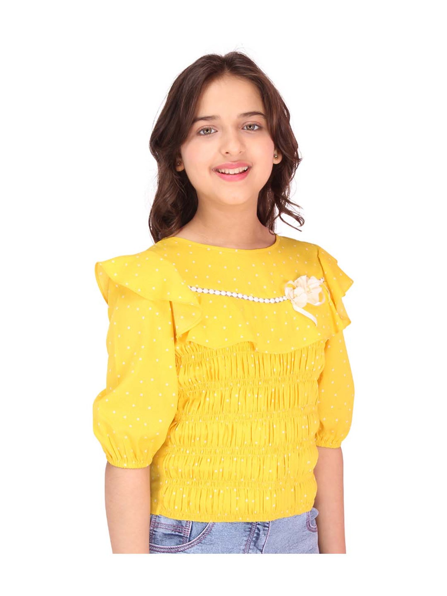 Cutecumber Kids Yellow Printed Top