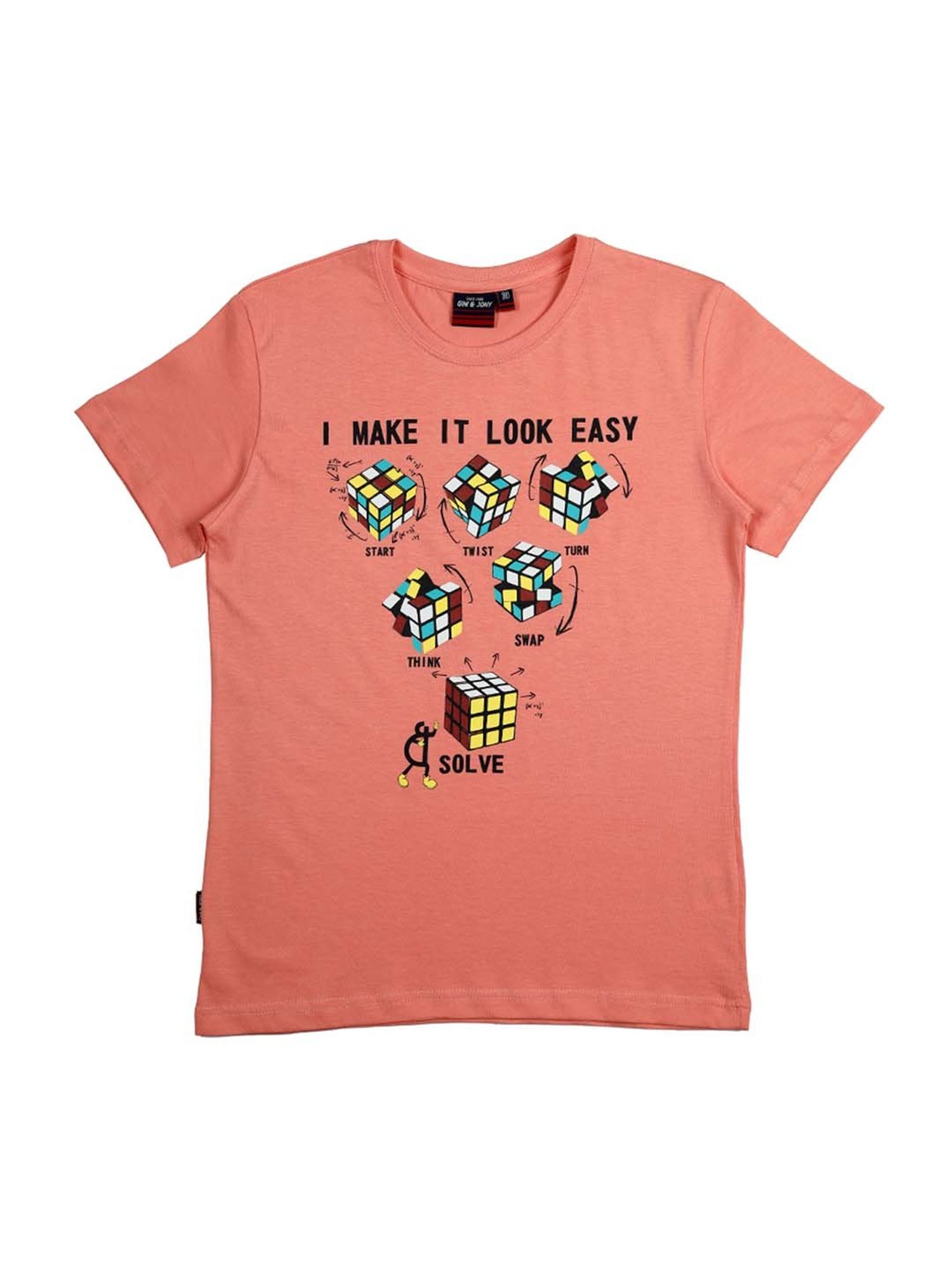 Gini & Jony Kids Pink Cotton Printed T-Shirt