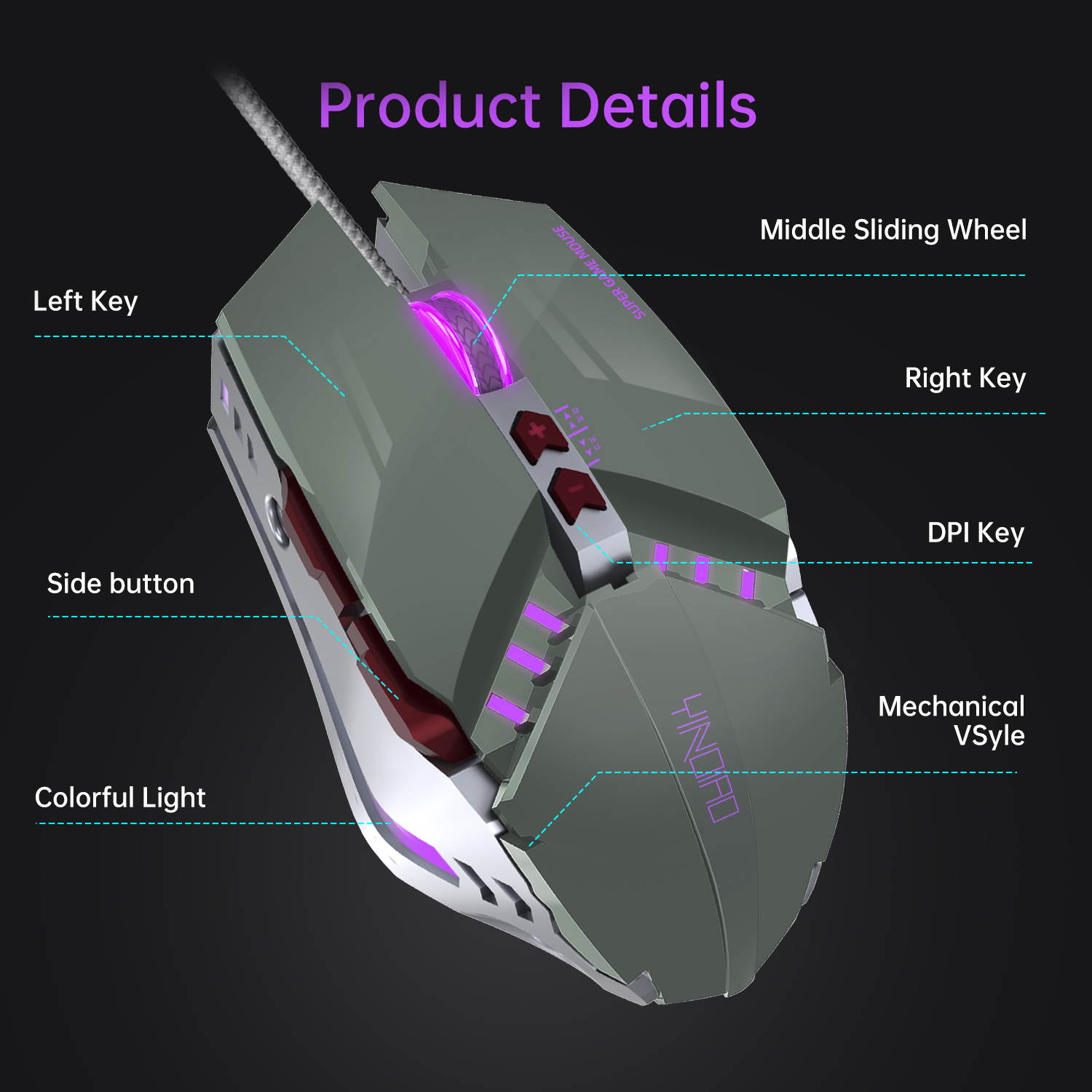 Donwell 7-Buttons Gaming Mouse USB Wired LED Breathing Fire Button 3200 DPI Laptop PC, Valentines Day gift, Gaming Mechanical Wired Mouse