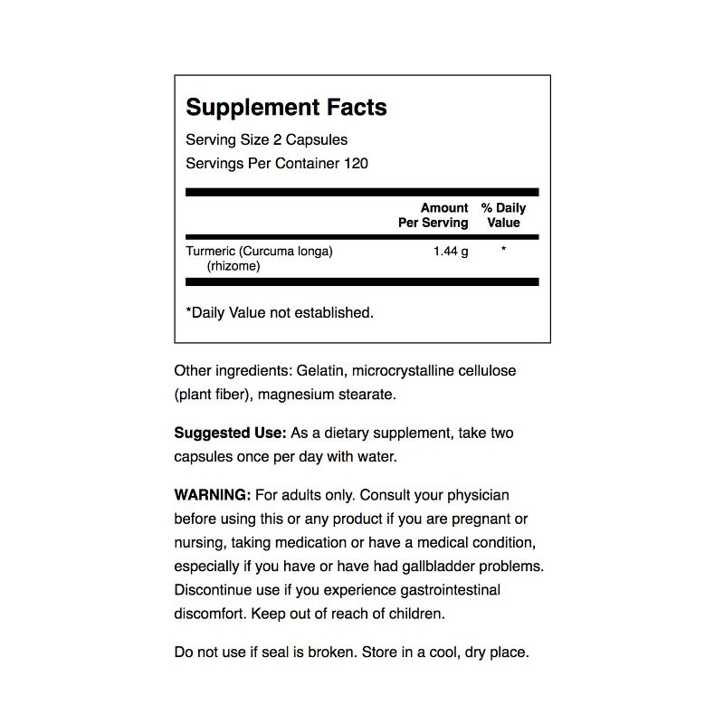 Swanson Turmeric Root Capsules, 1.44 g, 120 Count