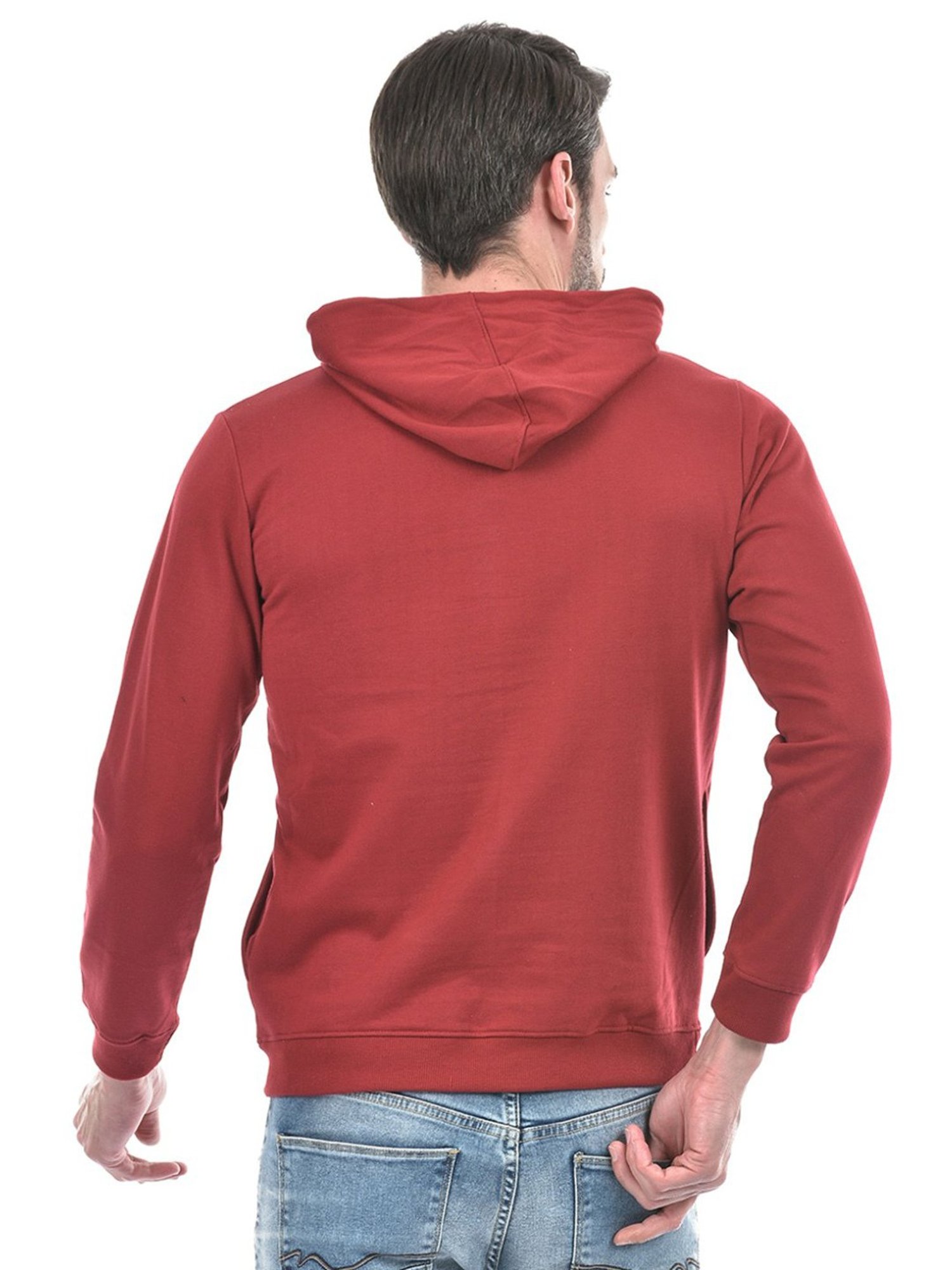 Lawman Maroon Cotton Regular Fit Printed Hooded Sweatshirts