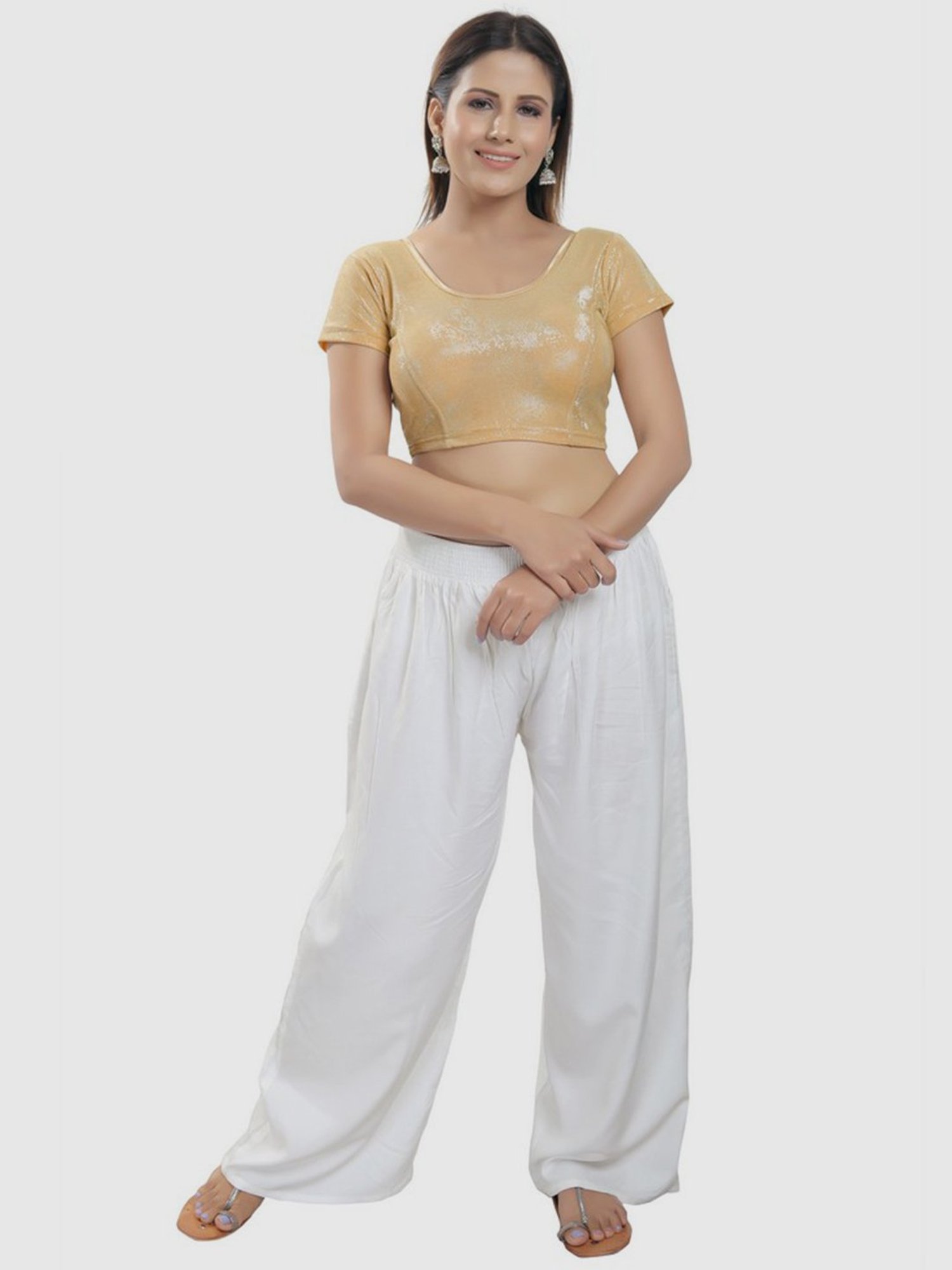 Salwar Studio Rose Gold Readymade Stretchable Blouse