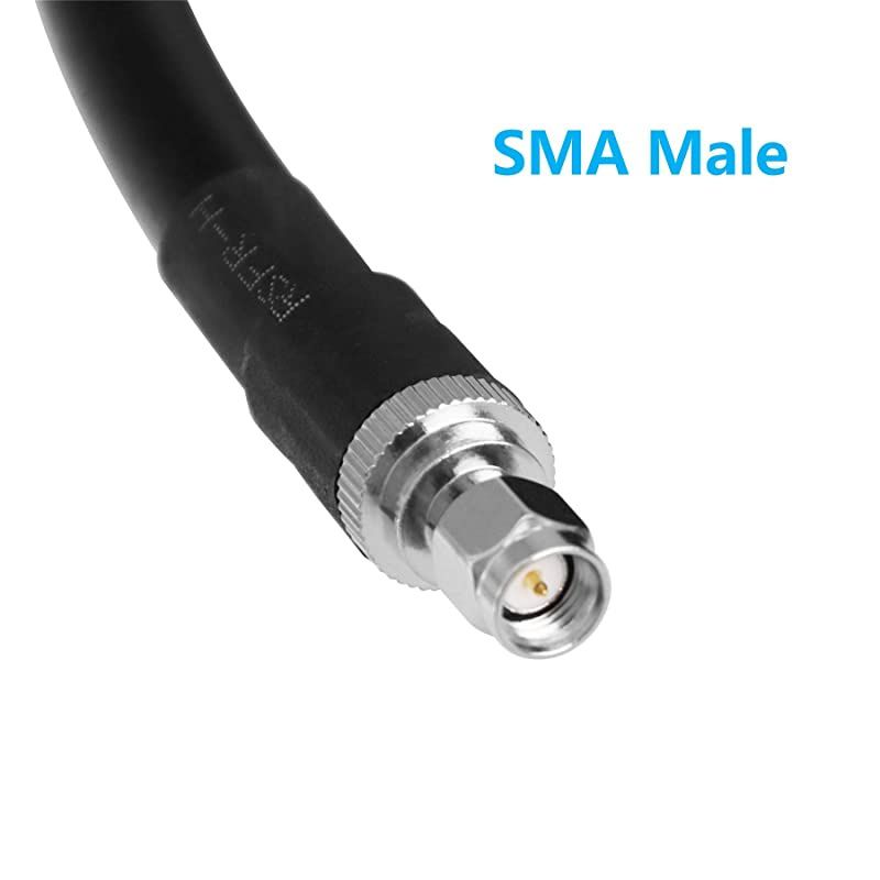 100 ft Low-Loss Coaxial Extension Cable (50 Ohm) SMA Male to N Male Connector,  Pure Copper Coax Cables for 3G/4G/5G/LTE/ADS-B/Ham/GPS/WiFi/RF Radio to Antenna or Surge Arrester Use (Not for TV)